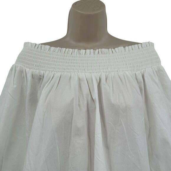 Melissa Paige Off Shoulder Top Medium Cotton White Lagenlook Drape 3/4 Sleeve - Picture 2 of 11